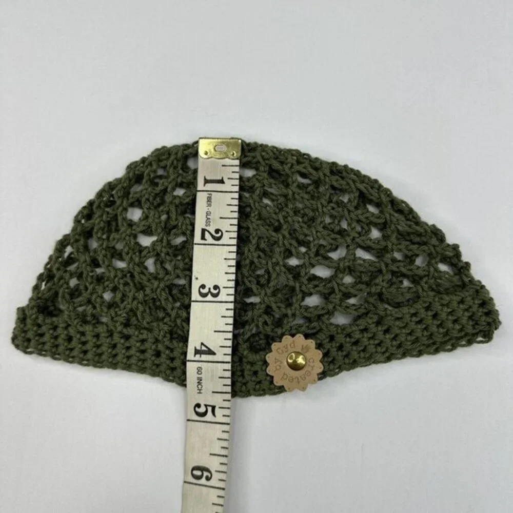 Created By Cyd Olive Green Crochet‎ Fishnet Snood Cap 100% Indian Cotton NEW